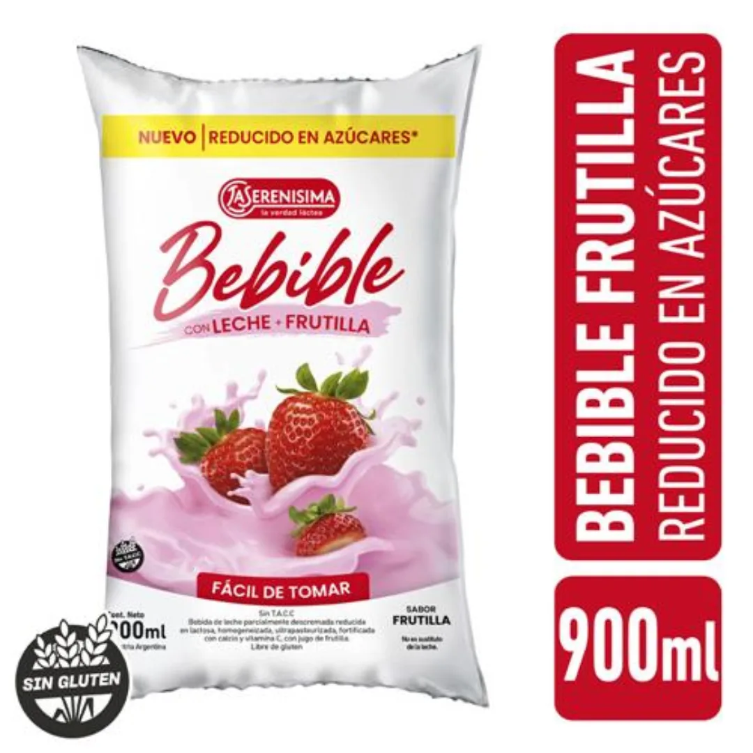 Alimento Lacteo Fortificado Bebible Sabor Frutilla La Serenisima 900ml