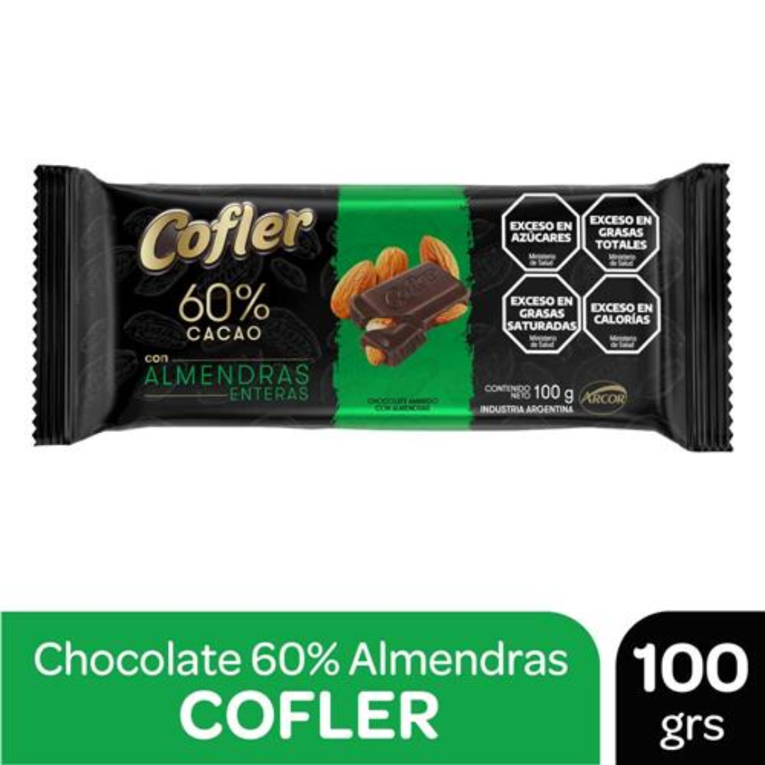 Chocolate 60% Cacao Almendras Cofler 100gr