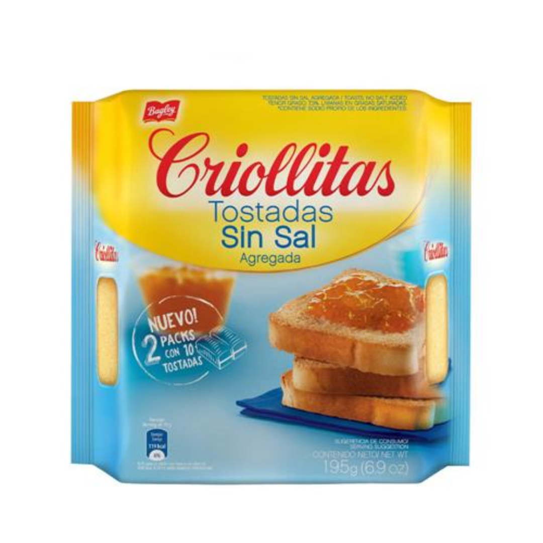Tostadas Sin Sal CRIOLLITAS 195gr