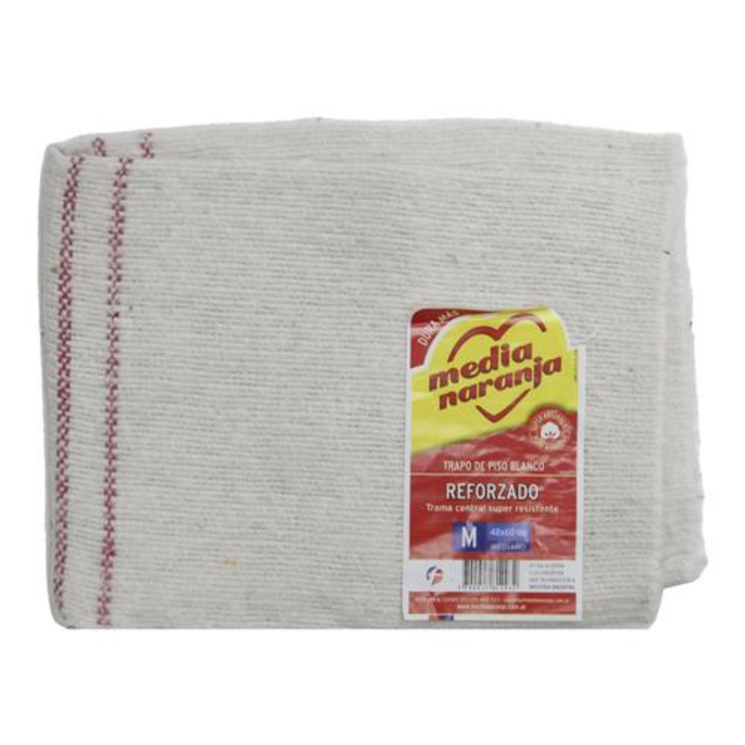 Trapo De Piso Blanco Reforzado Mediano Media Naranja 1und