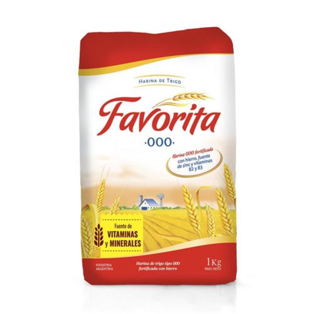 Harina Trigo 000 Fortificada Con Vitaminas Favorita 1kg