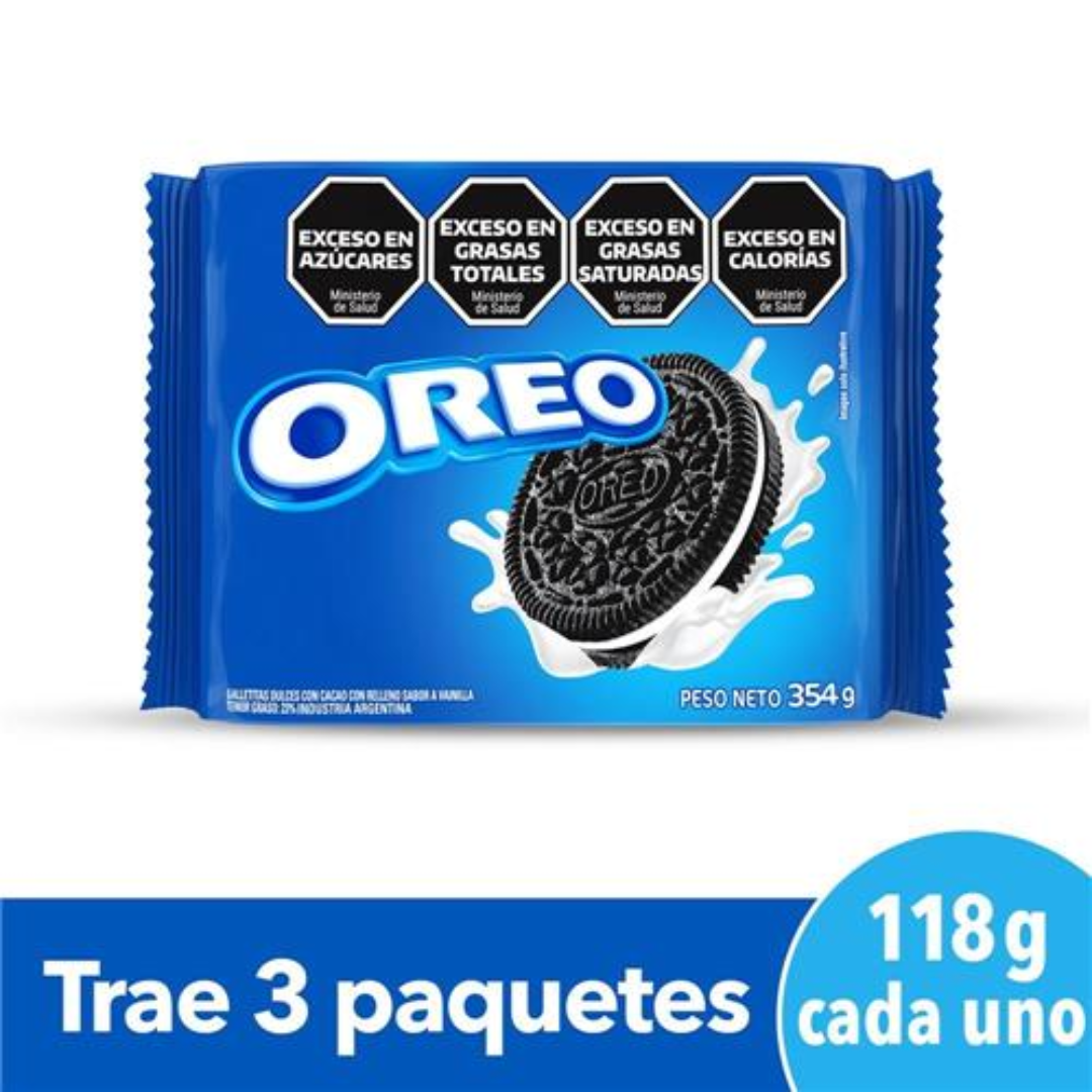 Galletitas OREO Rellenas Sabor Original Tripack 354gr