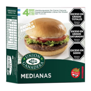 Hamburguesas Medianas De Carne Vacuna 4und UNION Ganadera 276gr