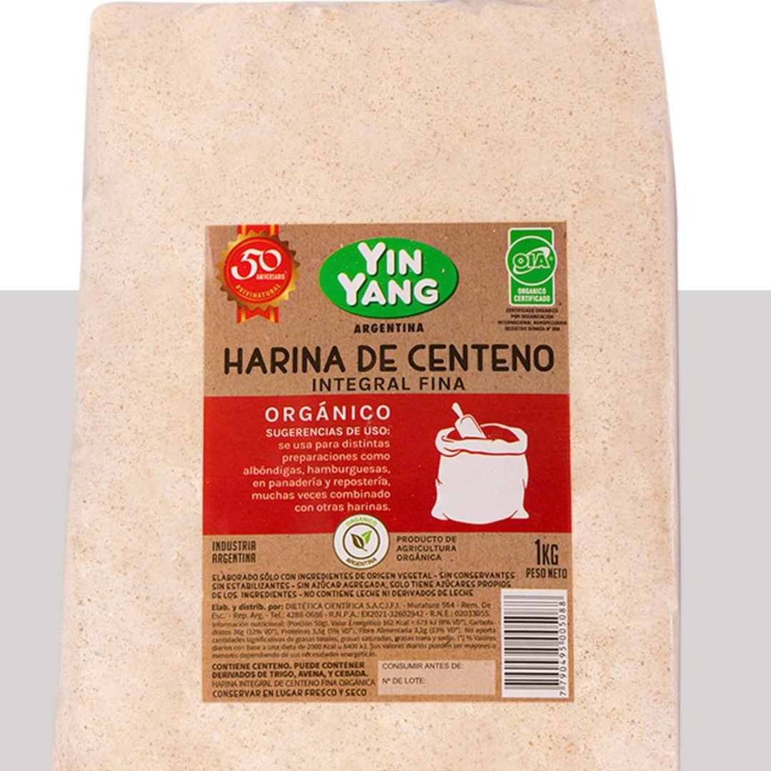 Harina De Centeno Integral Organica 1kg Yin Yang