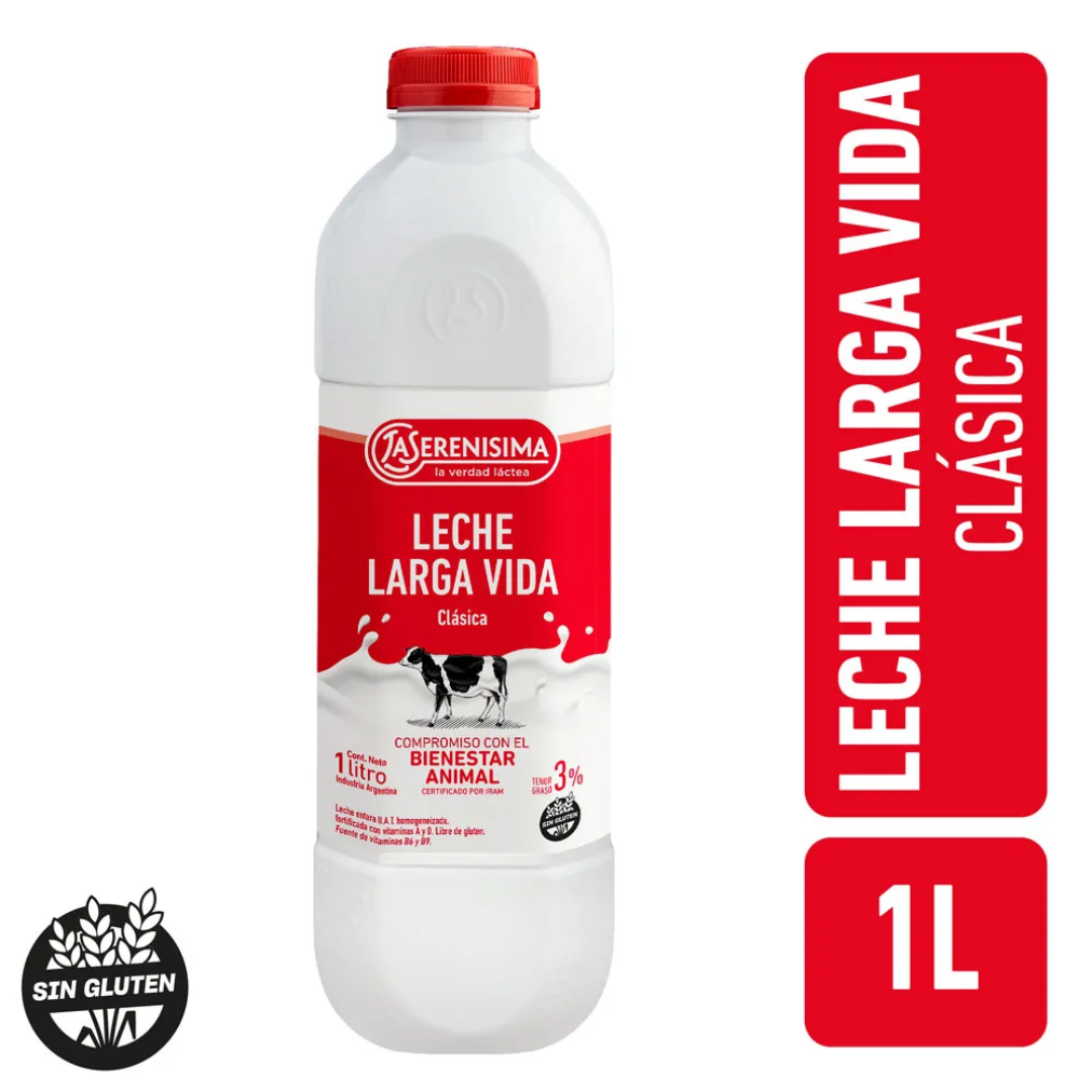 Leche Entera Clasica La Serenísima Botella Larga Vida 1L