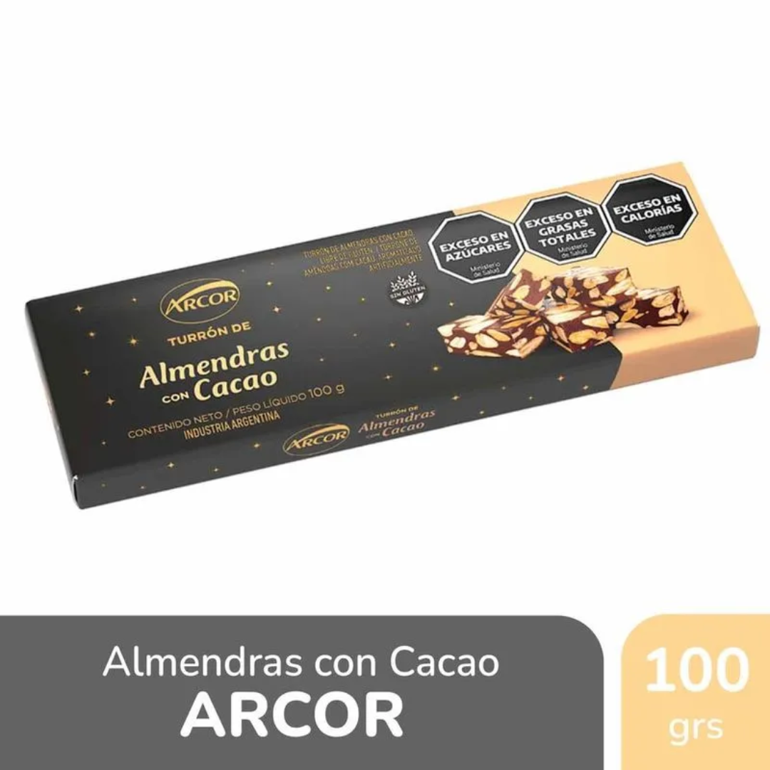 Turrón Arcor Almendras Cacao En Caja 100gr
