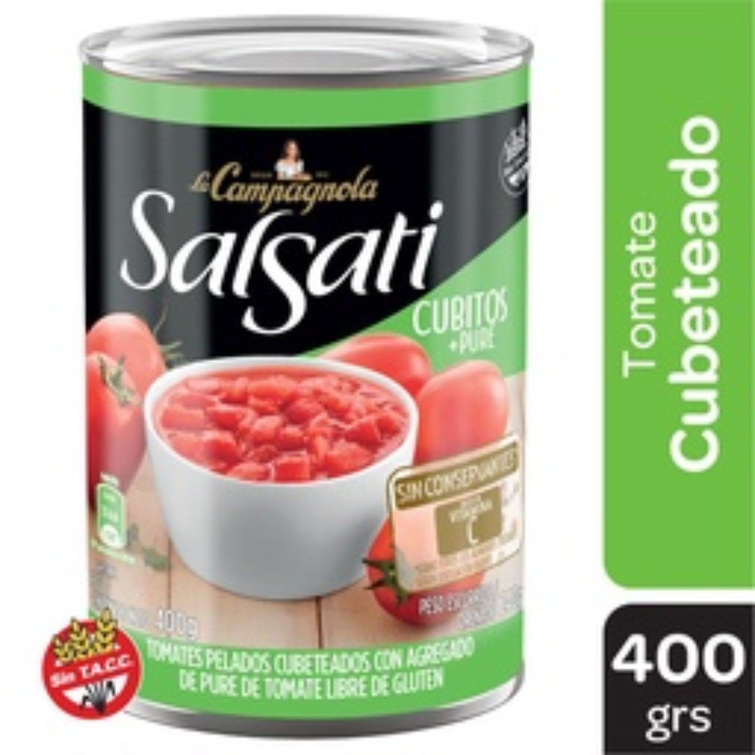 Salsa De Tomate Pelados En Cubos La Campagnola 400gr
