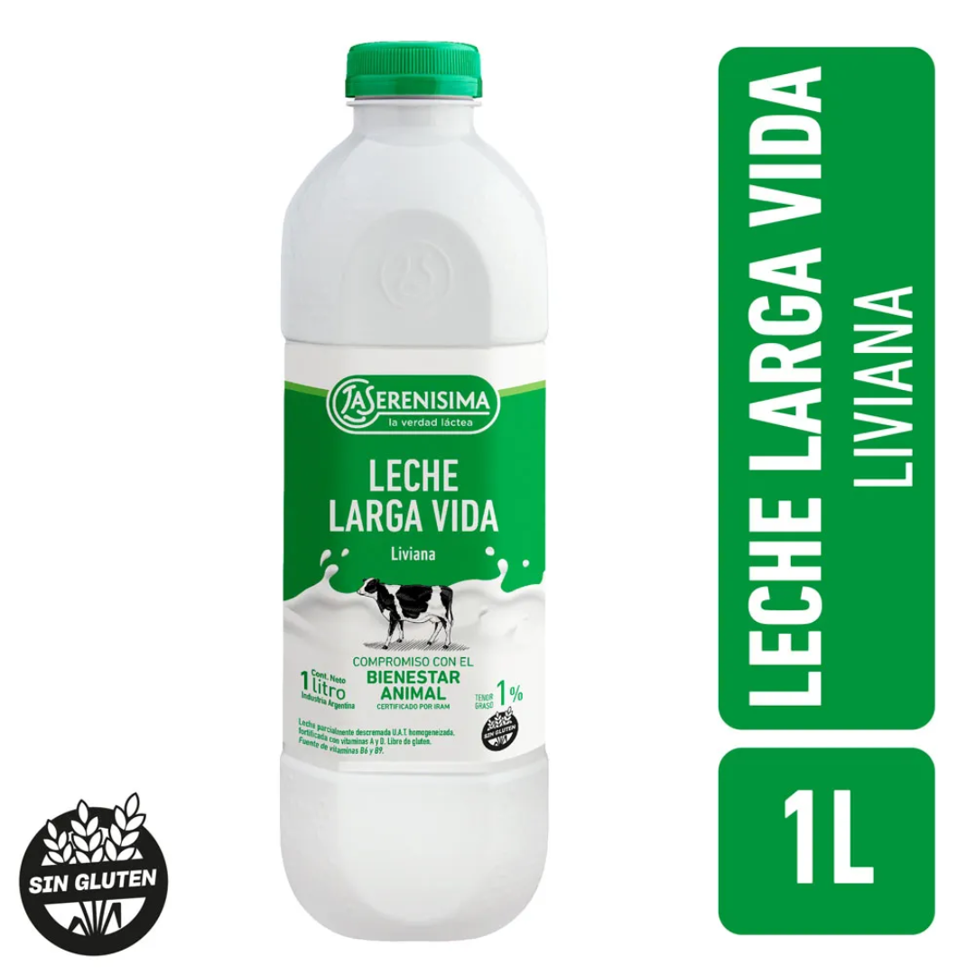 Leche Parcialmente Descremada Liviana La Serenísima Botella Larga Vida 1L