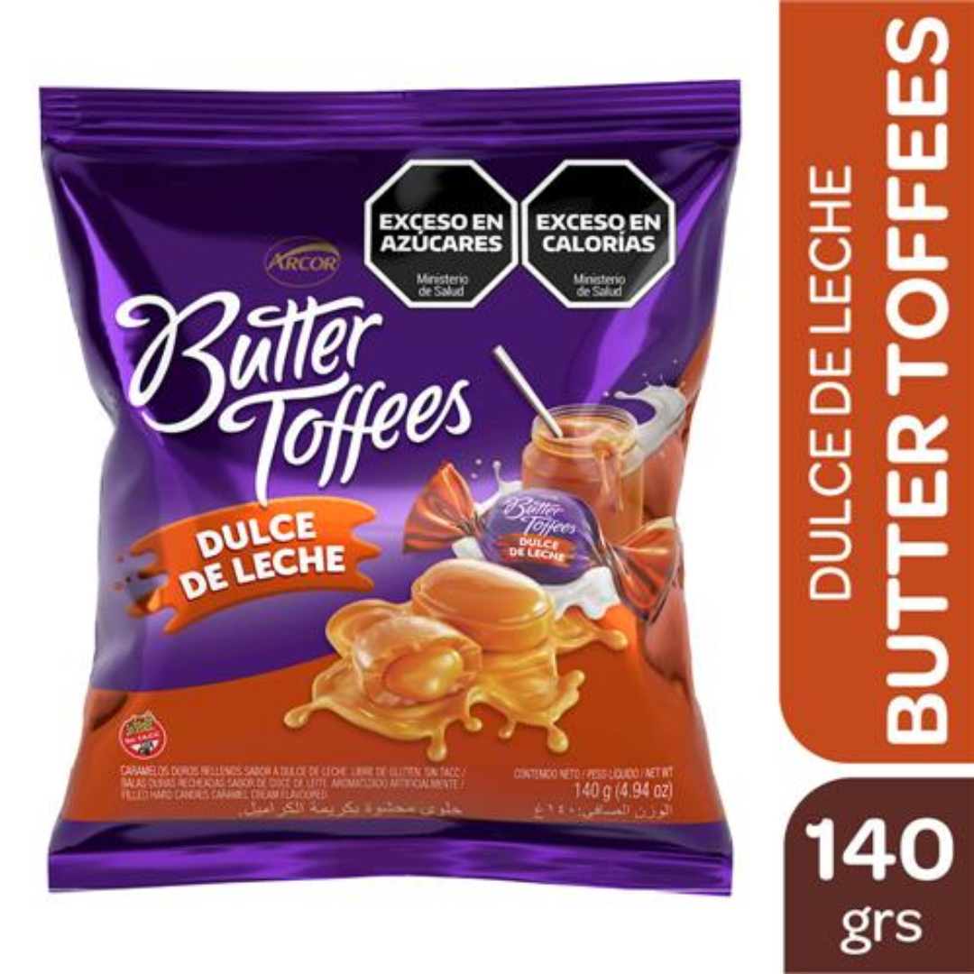 Caramelos Duros Sabor Dulce De Leche Butter Toffees 140gr