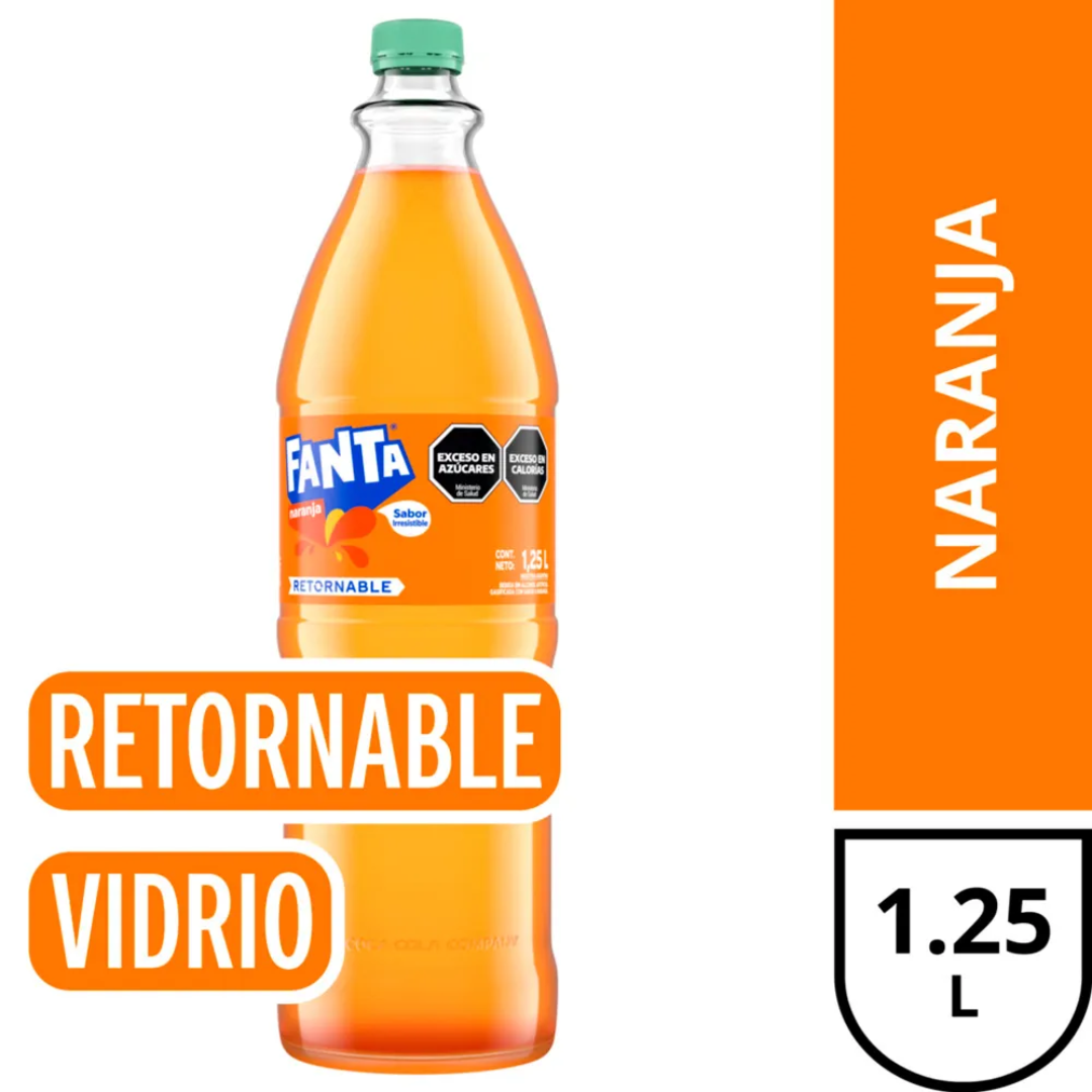 Gaseosa Fanta Naranja Retornable Botella Vidrio 1L