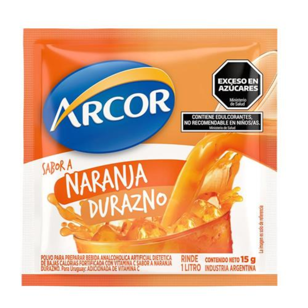 Jugo En Polvo Naranja Durazno Arcor 15gr