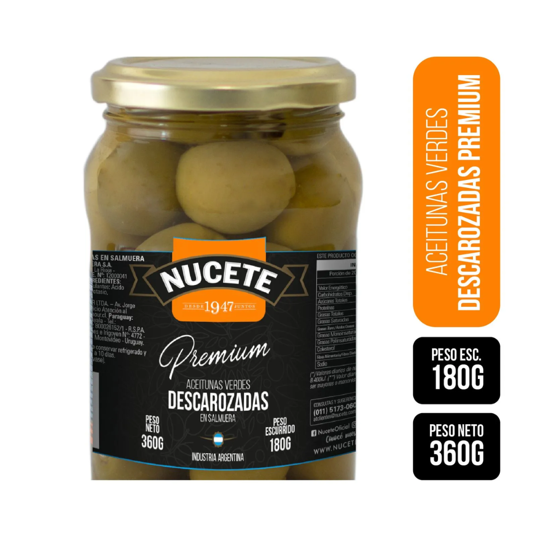 Aceitunas Verdes Nucete Descarozadas Premium 360gr