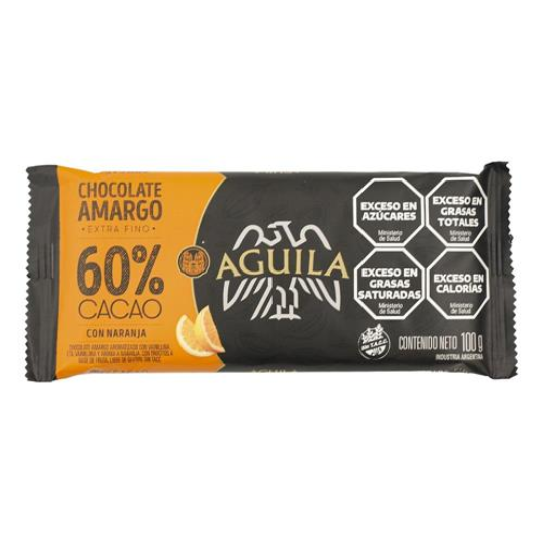 Chocolate Amargo 60% Cacao Con Naranja Aguila 100gr