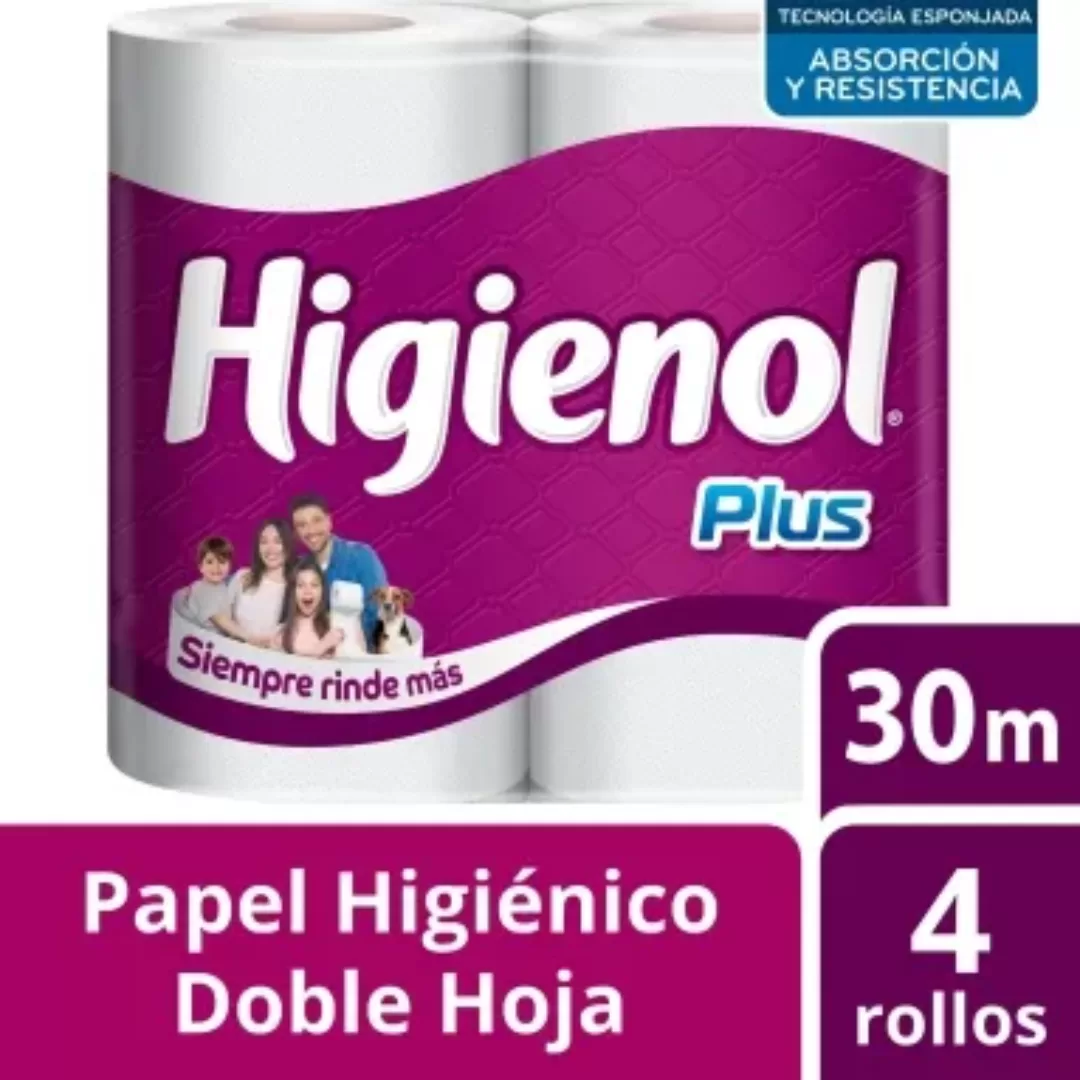 Papel Higienico Higienol 30mt Doble Hoja Plus x4