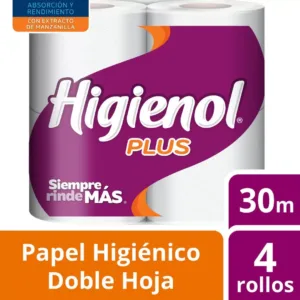 Papel higiénico Higieniol doble hoja plus x4 30 mts.