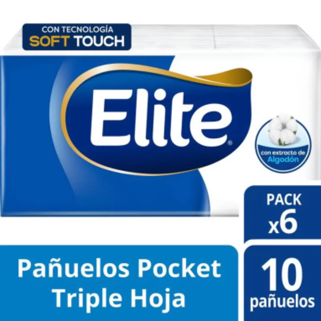 Pañuelos Descartables Elite Triple Hoja x 10Un x 6 Paquetes
