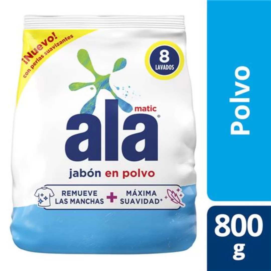 Jabón En Polvo Ala Matic Con Perlas Suavizantes 800g