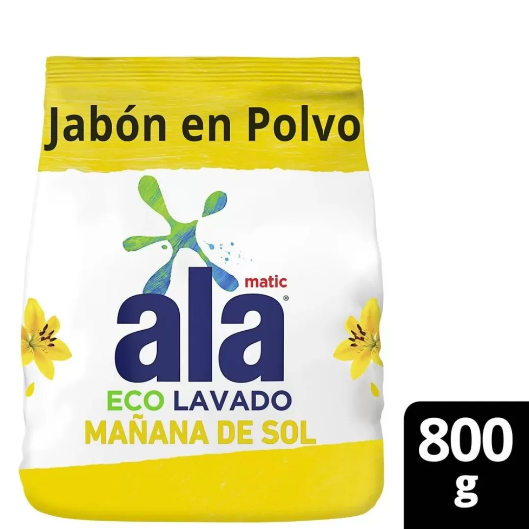 Jabon en Polvo Ala Mañana de Sol Maxima Blancura 800g