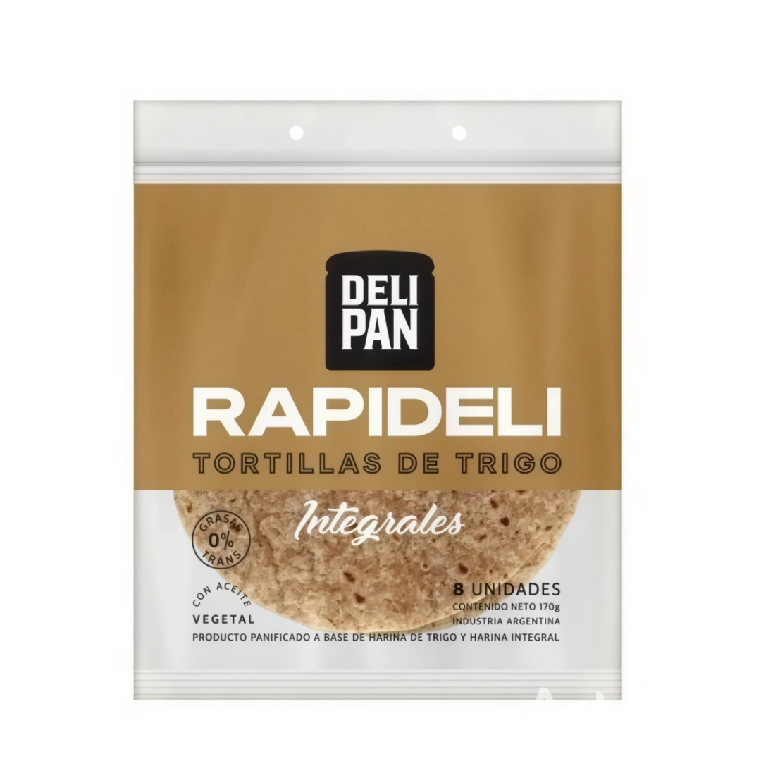 Tortillas de Trigo Integral Rapideli 8und 170gr