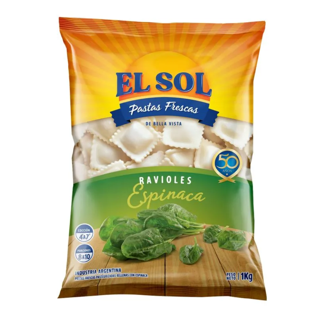 Ravioles De Espinaca El Sol 1kg