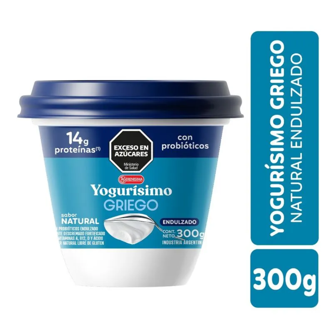Yogur Griego Natural Endulzado Yogurísimo 300gr