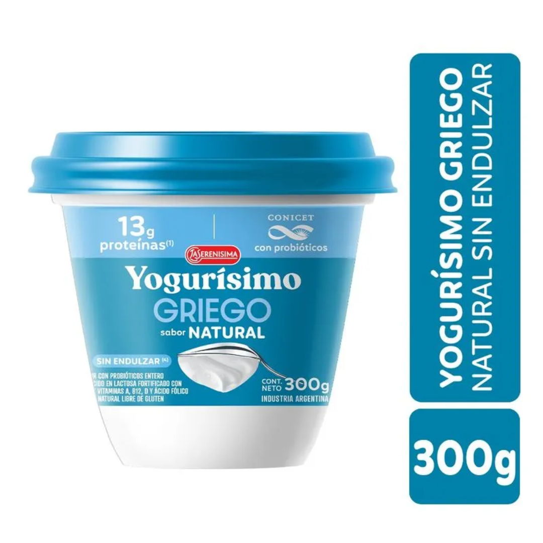 Yogur Griego Natural Sin Endulzar Yogurísimo 300gr