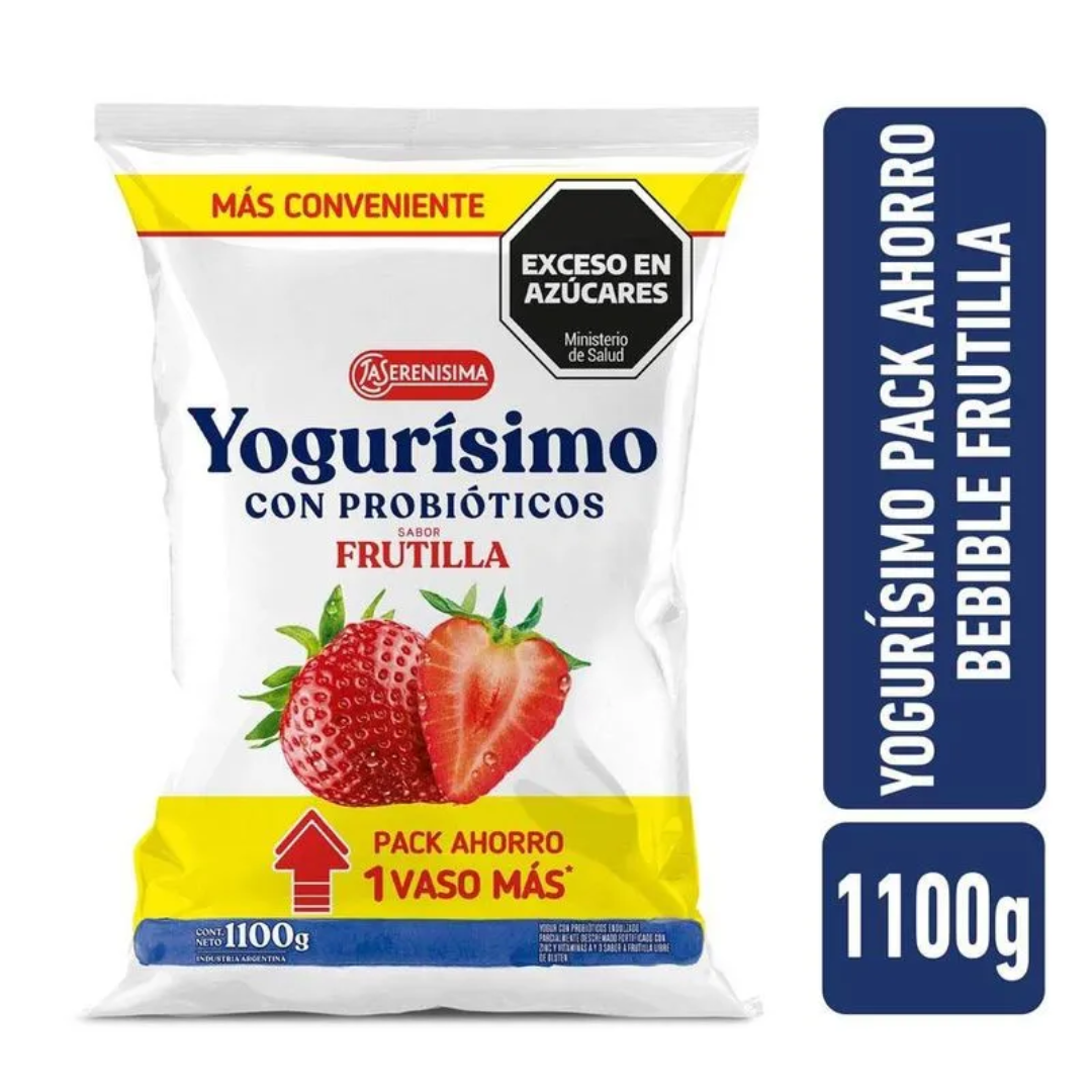 Yogur Yogurisimo Bebible Frutilla Sachet 1100gr