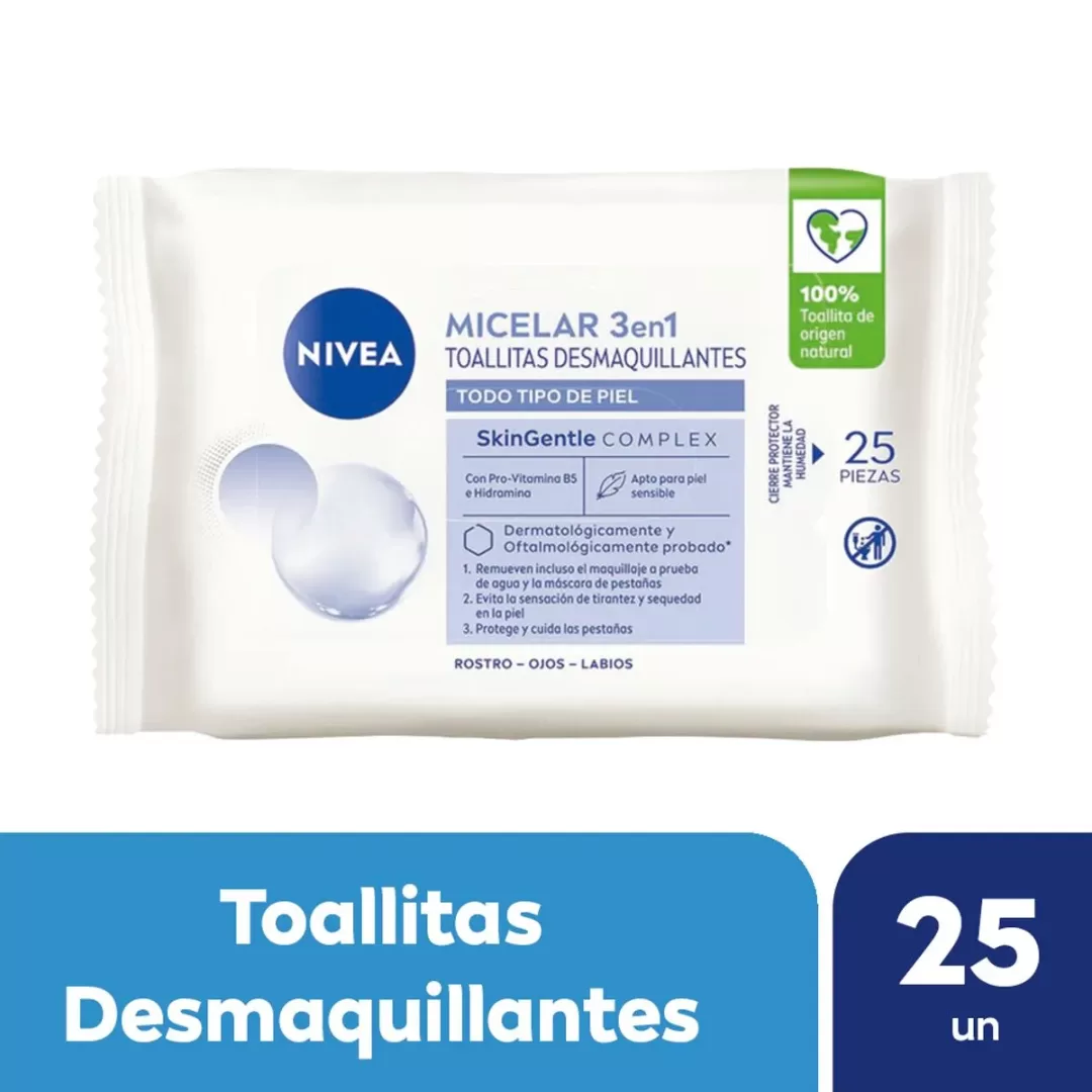 Toallitas Limpiadoras 3 en 1 NIVEA MicellAir x 25un