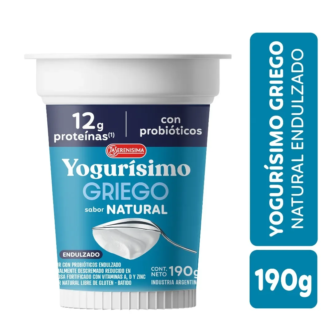Yogur Griego Natural Endulzado Yogurísimo 190g