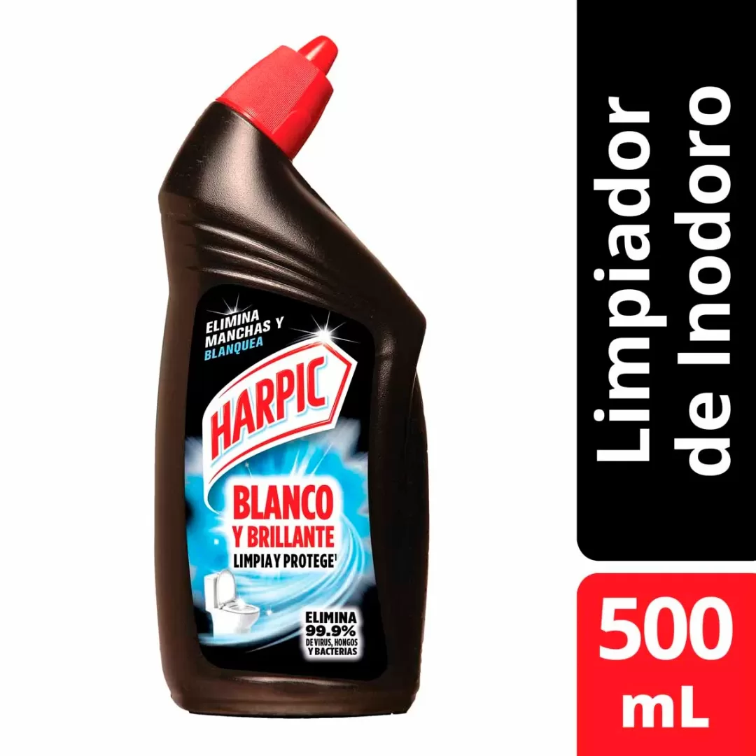 Limpiador Inodoro Harpic Liquido Plus Blanco y Brillante 500ml