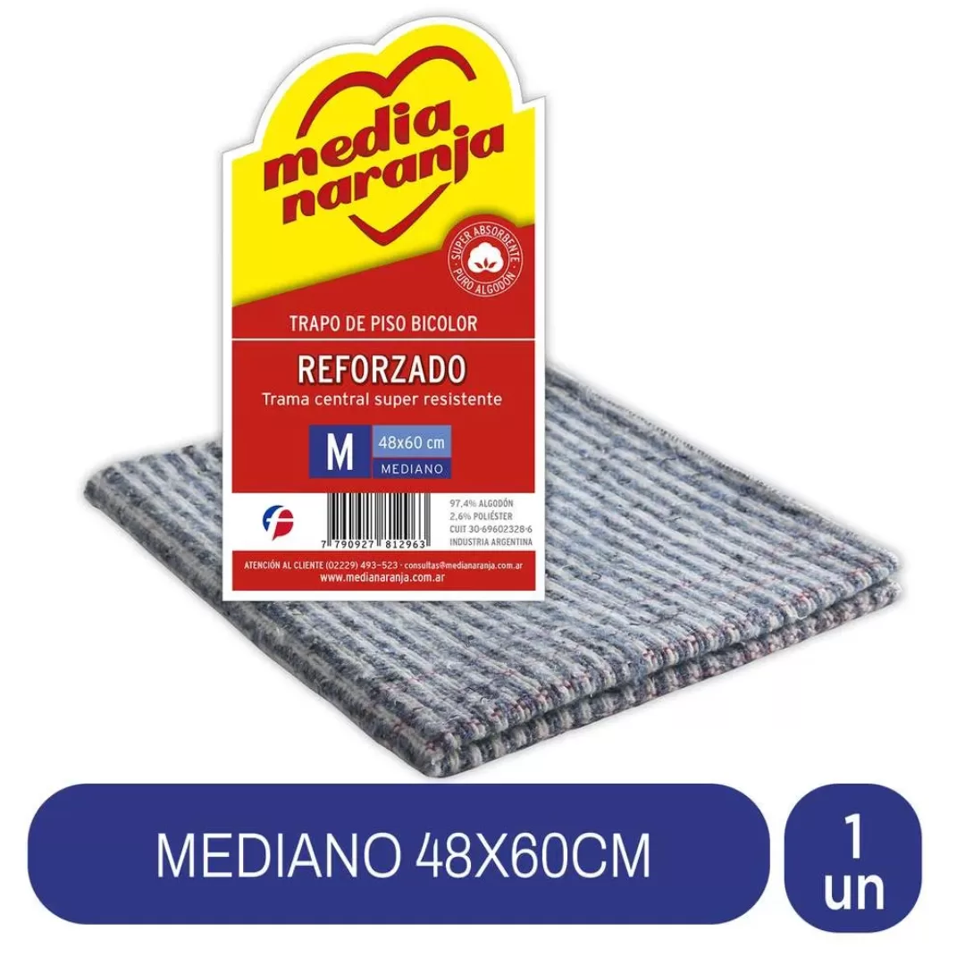 Trapo de Piso Media Naranja Bicolor Mediano