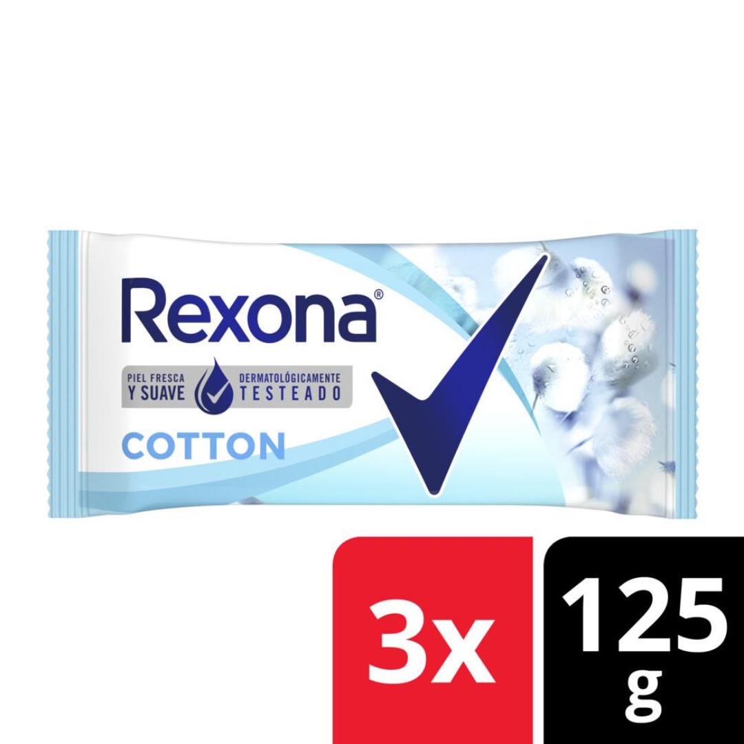 Jabón Tocador Cotton Rexona 375g x 3Un