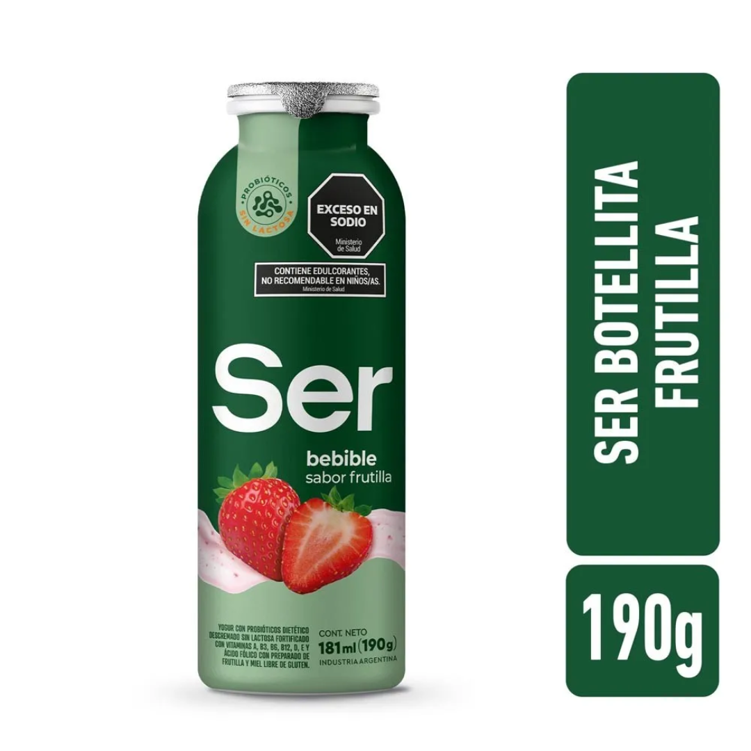 Yogur Ser Natural Bebible Frutilla Botellita 190g