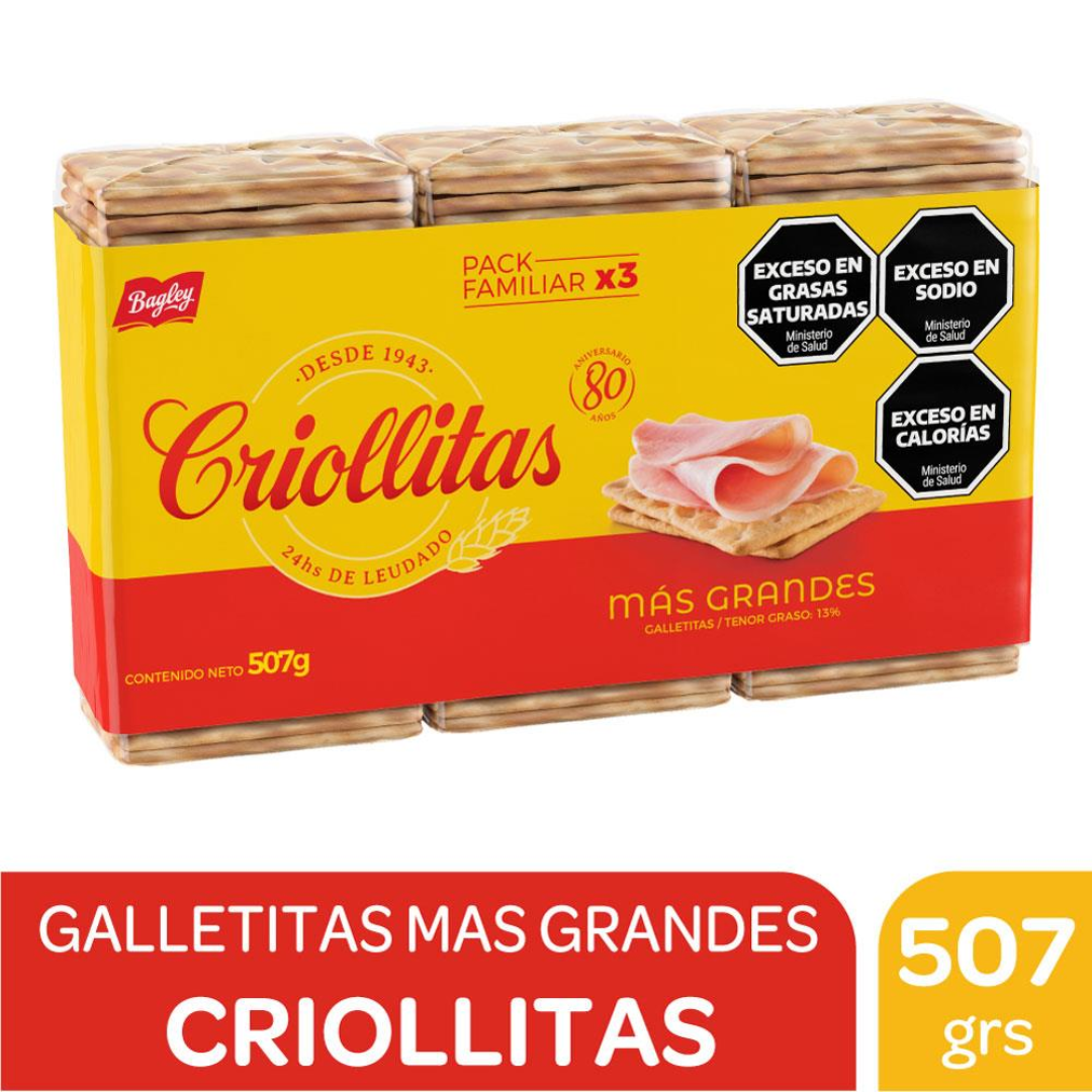 Galletitas Criollitas Mas Grandes 507g