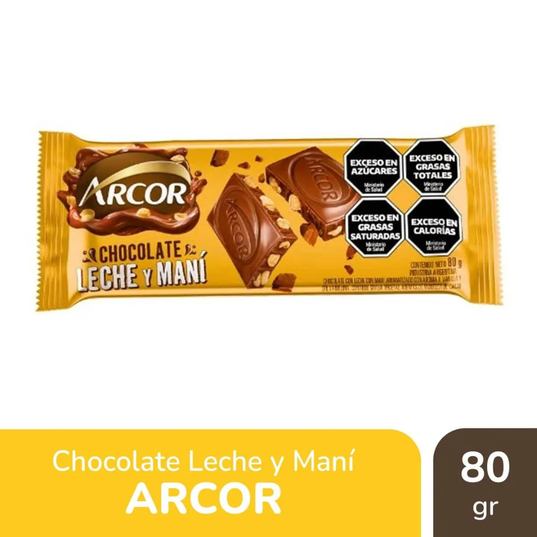 Chocolate Arcor Leche y Mani 80g