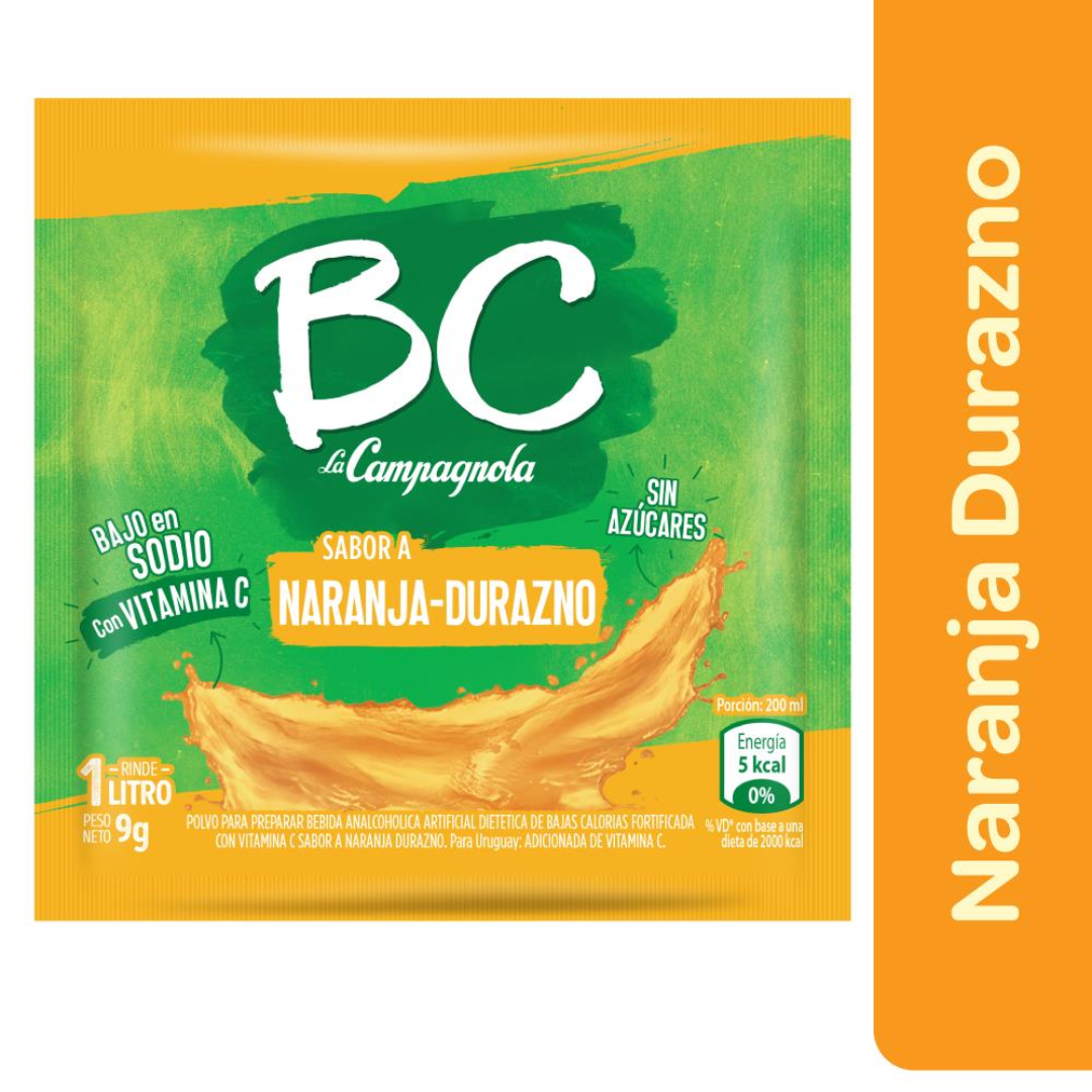 Jugo En Polvo BC Naranja Durazno Sobre 9g