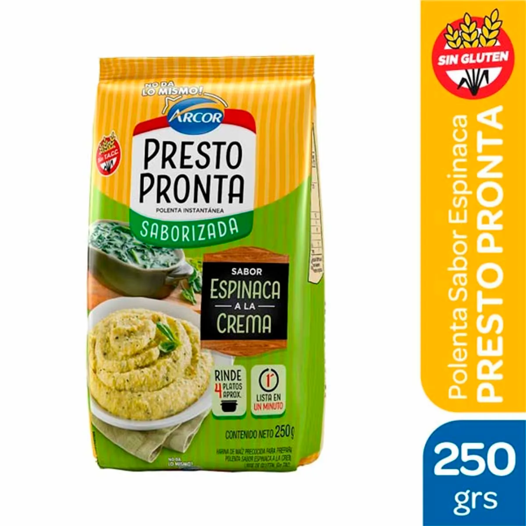 Harina Maiz Presto Pronta Espinaca a la Crema 250g