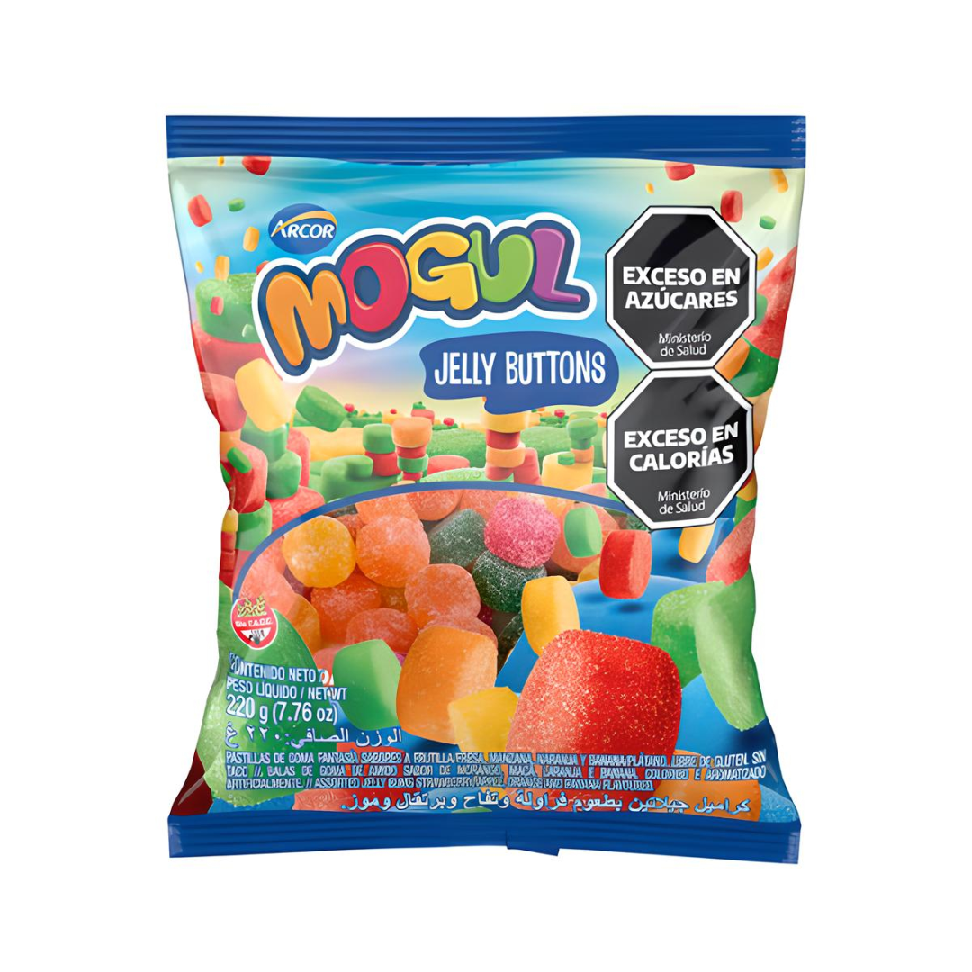 Gomitas Frutales Mogul Jelly Buttons  Sabor Surtido 220g