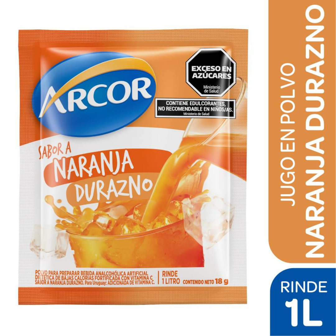 Jugo en Polvo Naranja y Durazno Arcor 18g