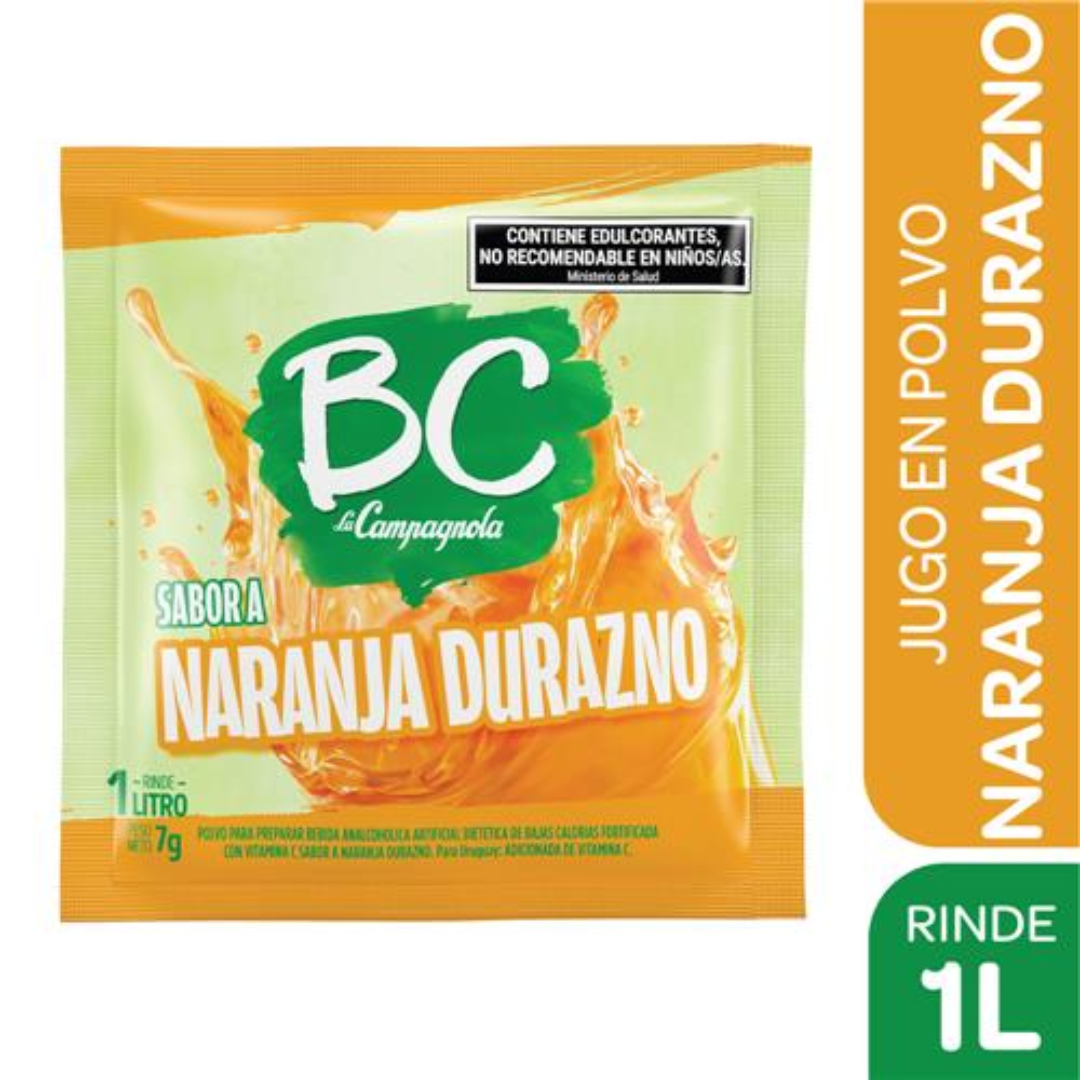 Jugo en Polvo Sabor Naranja Durazno Bc 7g