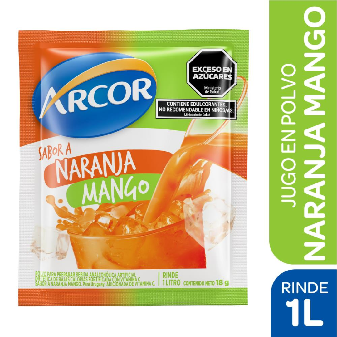 Jugo en Polvo Naranja y Mango Arcor 18g