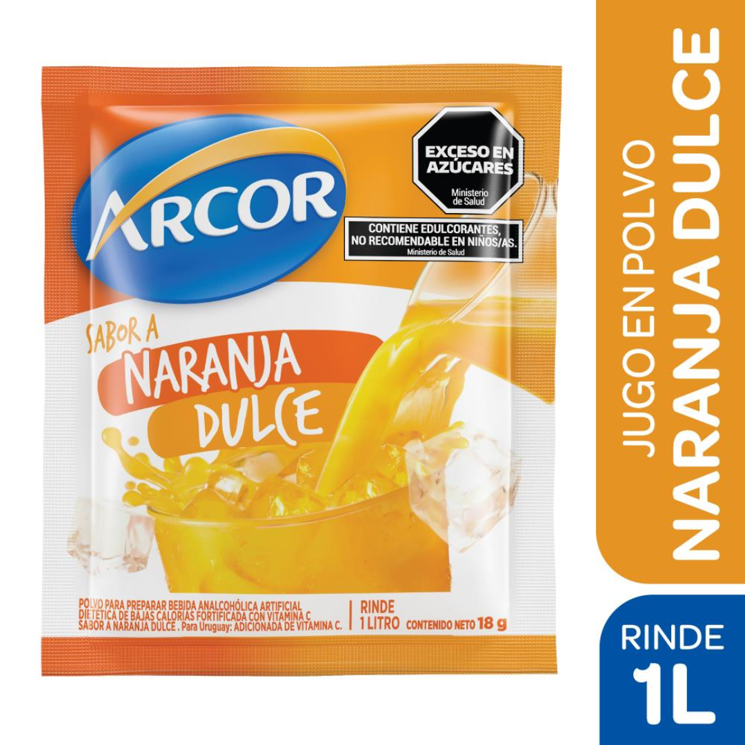 Jugo en Polvo Naranja Dulce Arcor 18g