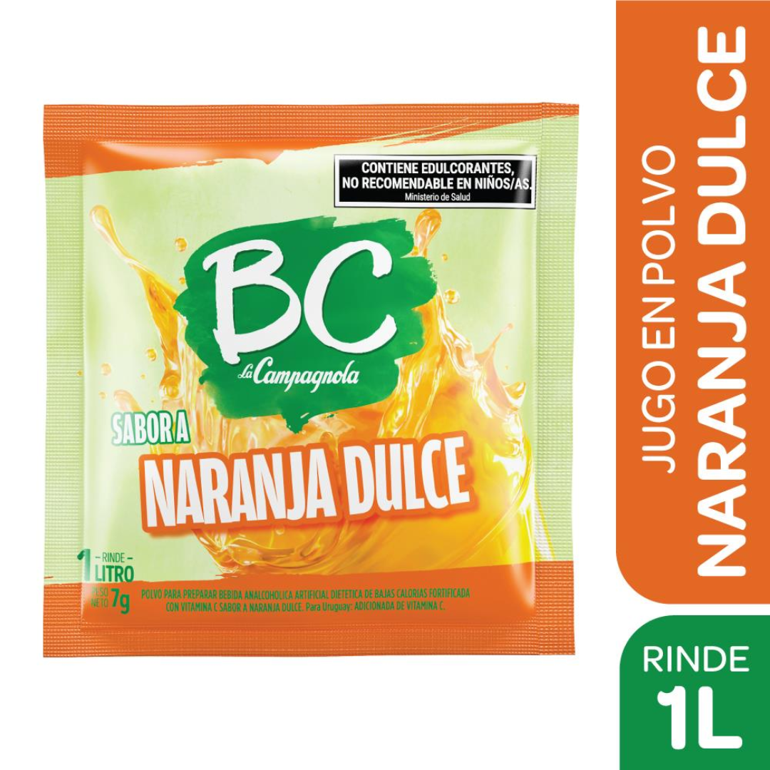 Jugo En Polvo Sabor Naranja Dulce BC 7g