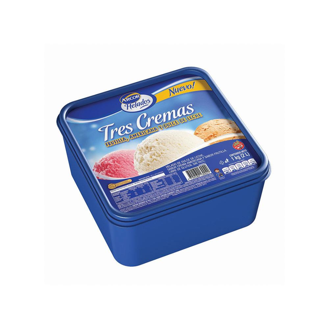 Helado Sabor Vainilla Americana Y Dulce De Leche Arcor 1Kg