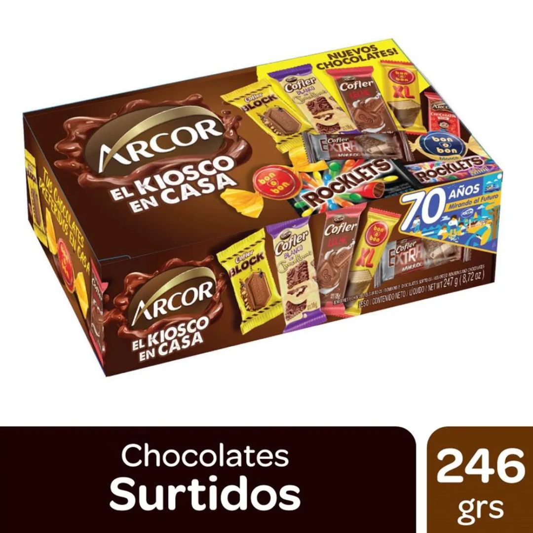 Chocolate Surtidos Kiosco Arcor Caja 246g