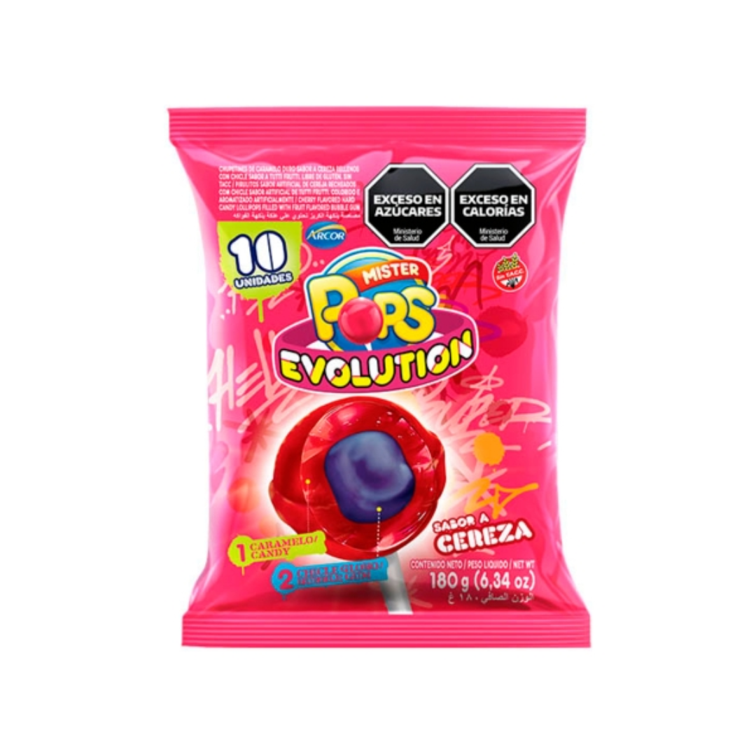 Chupetin Mr Pop Evolution Cereza 10Un