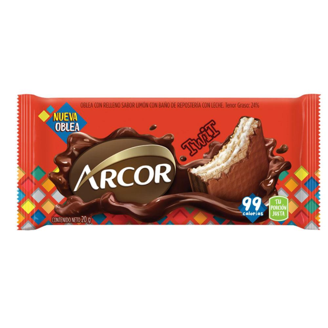 Oblea Con Relleno Sabor Limón Con Baño De Reposteria Con Leche Arcor 20g x 5Un
