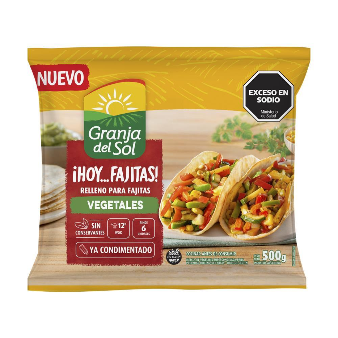Relleno Para Fajitas De Vegetales Granja Del Sol 500g