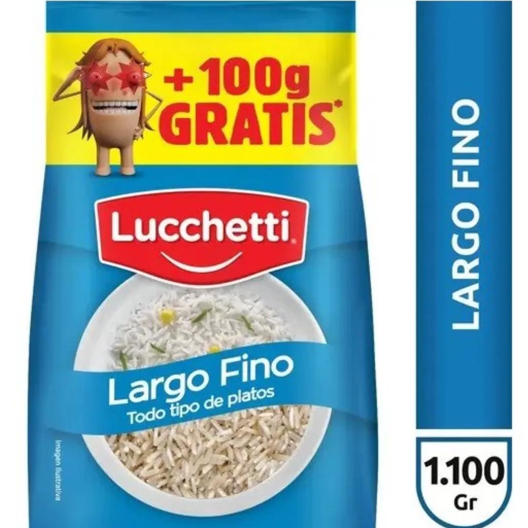 Arroz Largo Fino Lucchetti 1Kg + 100g