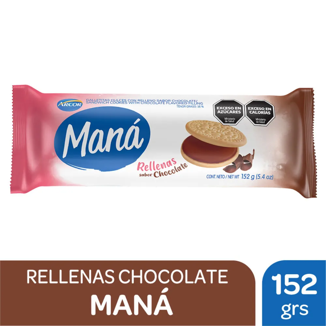 Galletitas Vainilla rellenas con Chocolate Maná 152g